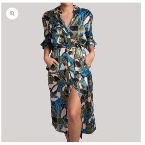 Equipment Femme Mannon Eclipse 100% Silk printed shirt dress